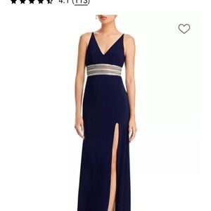 Aqua Navy Maxi Dress with Slit